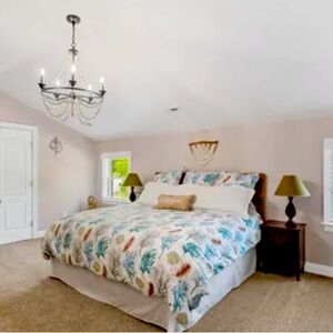 Used Pottery Barn King Del Mar Coastal Percale Duvet Cover and 3 Euro Shams